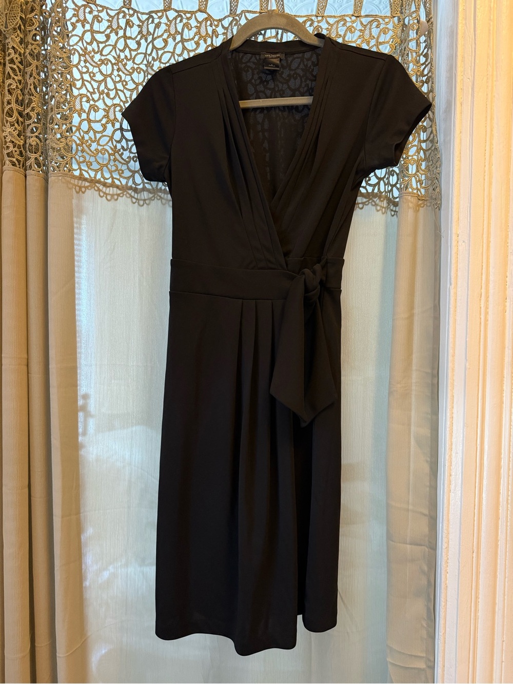 Ann Taylor Black Wrap Dress with Side Tie